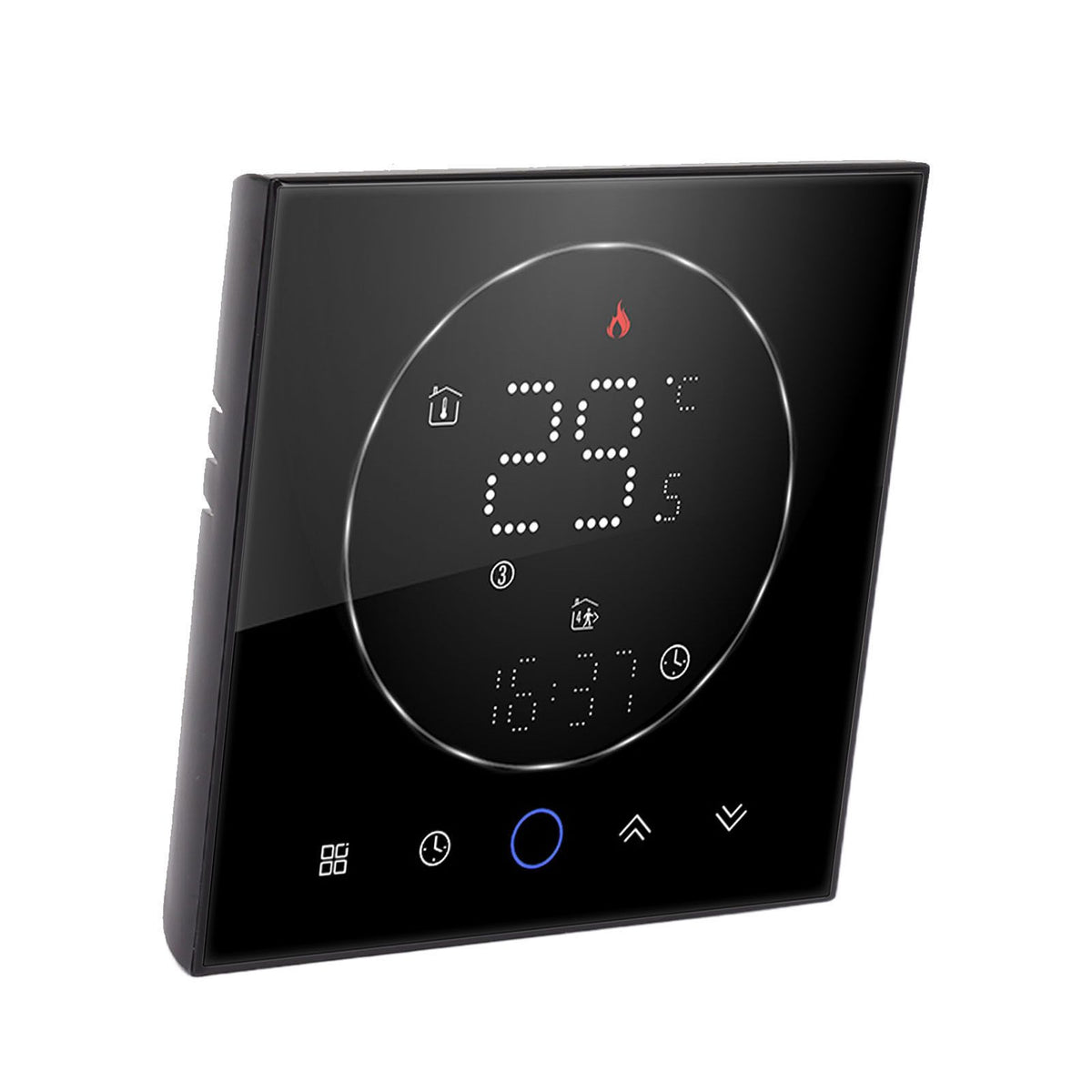 Wireless Smart Thermostat for Home Accurate Programmable Thermostat Wall Mounted Boiler Thermostat AC95‑240V Square Black