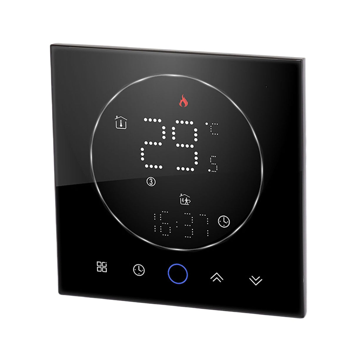 Wireless Smart Thermostat for Home Accurate Programmable Thermostat Wall Mounted Boiler Thermostat AC95‑240V Square Black