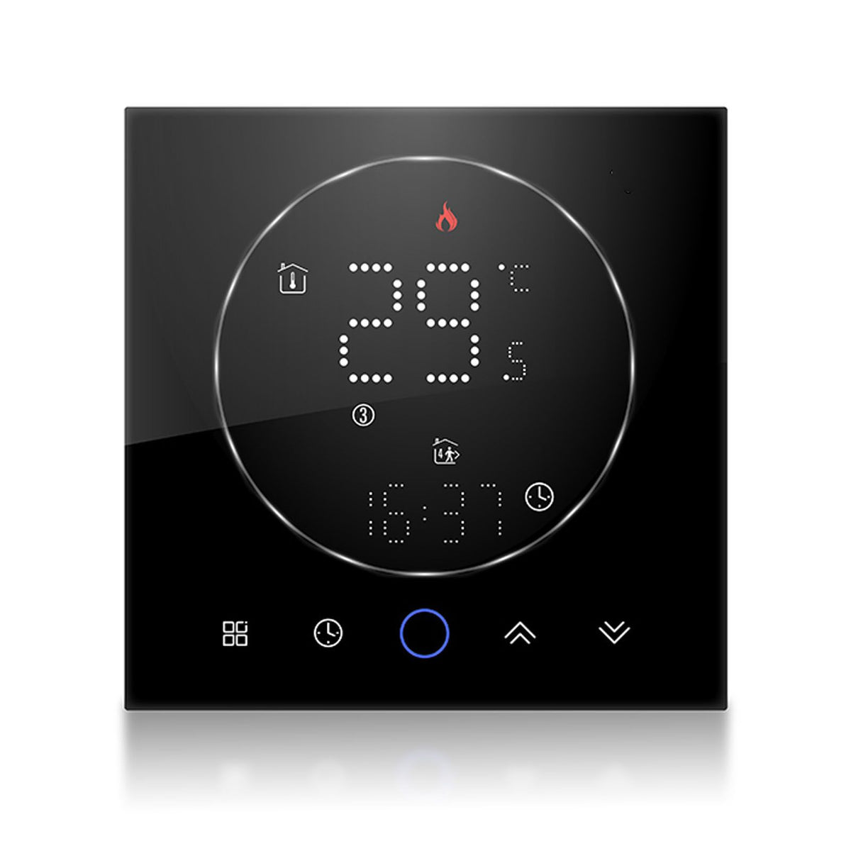 Wireless Smart Thermostat for Home Accurate Programmable Thermostat Wall Mounted Boiler Thermostat AC95‑240V Square Black