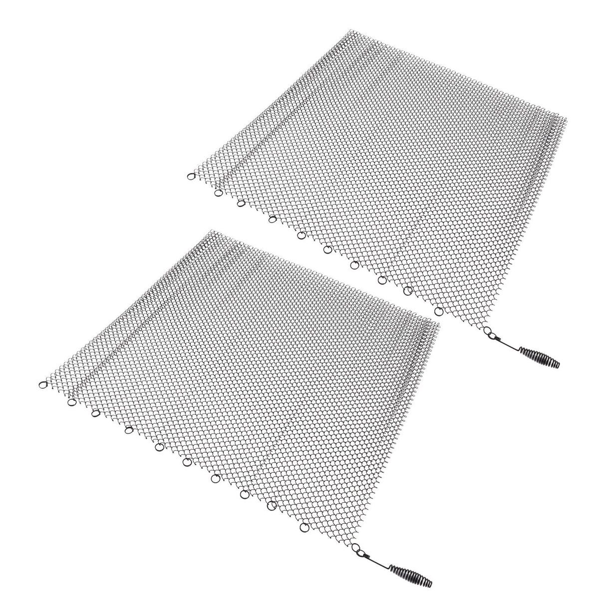 Fireplace Mesh Screen Curtain 2 Wide Panels Hanging Replacement Screens for Home Wood Burning Fireplace Black 24x22in