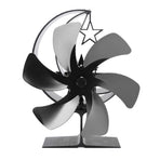 Stove Fan 6 Blades Fireplace Fan Heat Powered Fast Wind Circulation Half Moon Pattern Thermoeletric Fan for Log Burner Black