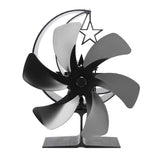 Stove Fan 6 Blades Fireplace Fan Heat Powered Fast Wind Circulation Half Moon Pattern Thermoeletric Fan for Log Burner Black