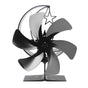 Stove Fan 6 Blades Fireplace Fan Heat Powered Fast Wind Circulation Half Moon Pattern Thermoeletric Fan for Log Burner Black
