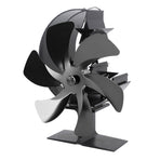 Stove Fan 6 Blades Fireplace Fan Heat Powered Fast Wind Circulation Half Moon Pattern Thermoeletric Fan for Log Burner Black