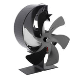 Stove Fan 6 Blades Fireplace Fan Heat Powered Fast Wind Circulation Half Moon Pattern Thermoeletric Fan for Log Burner Black