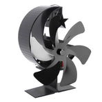 Stove Fan 6 Blades Fireplace Fan Heat Powered Fast Wind Circulation Half Moon Pattern Thermoeletric Fan for Log Burner Black