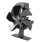 Stove Fan 6 Blades Fireplace Fan Heat Powered Fast Wind Circulation Half Moon Pattern Thermoeletric Fan for Log Burner Black
