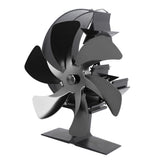 Stove Fan 6 Blades Fireplace Fan Heat Powered Fast Wind Circulation Half Moon Pattern Thermoeletric Fan for Log Burner Black - Top-Down View