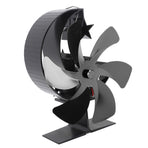 Stove Fan 6 Blades Fireplace Fan Heat Powered Fast Wind Circulation Half Moon Pattern Thermoeletric Fan for Log Burner Black