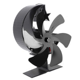 Stove Fan 6 Blades Fireplace Fan Heat Powered Fast Wind Circulation Half Moon Pattern Thermoeletric Fan for Log Burner Black - 45-Degree Angle