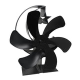 Stove Fan 6 Blades Fireplace Fan Heat Powered Fast Wind Circulation Half Moon Pattern Thermoeletric Fan for Log Burner Black - Rear View