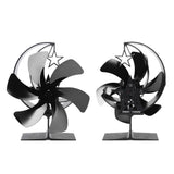 Stove Fan 6 Blades Fireplace Fan Heat Powered Fast Wind Circulation Half Moon Pattern Thermoeletric Fan for Log Burner Black