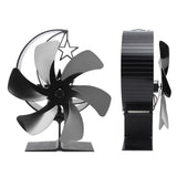 Stove Fan 6 Blades Fireplace Fan Heat Powered Fast Wind Circulation Half Moon Pattern Thermoeletric Fan for Log Burner Black
