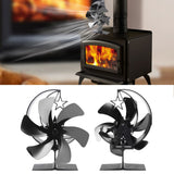 Stove Fan 6 Blades Fireplace Fan Heat Powered Fast Wind Circulation Half Moon Pattern Thermoeletric Fan for Log Burner Black - Extra Image