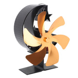 Stove Fan 6 Blades Fireplace Fan Heat Powered Fast Wind Circulation Half Moon Pattern Thermoeletric Fan for Log Burner Gold