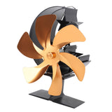 Stove Fan 6 Blades Fireplace Fan Heat Powered Fast Wind Circulation Half Moon Pattern Thermoeletric Fan for Log Burner Gold - Top-Down View