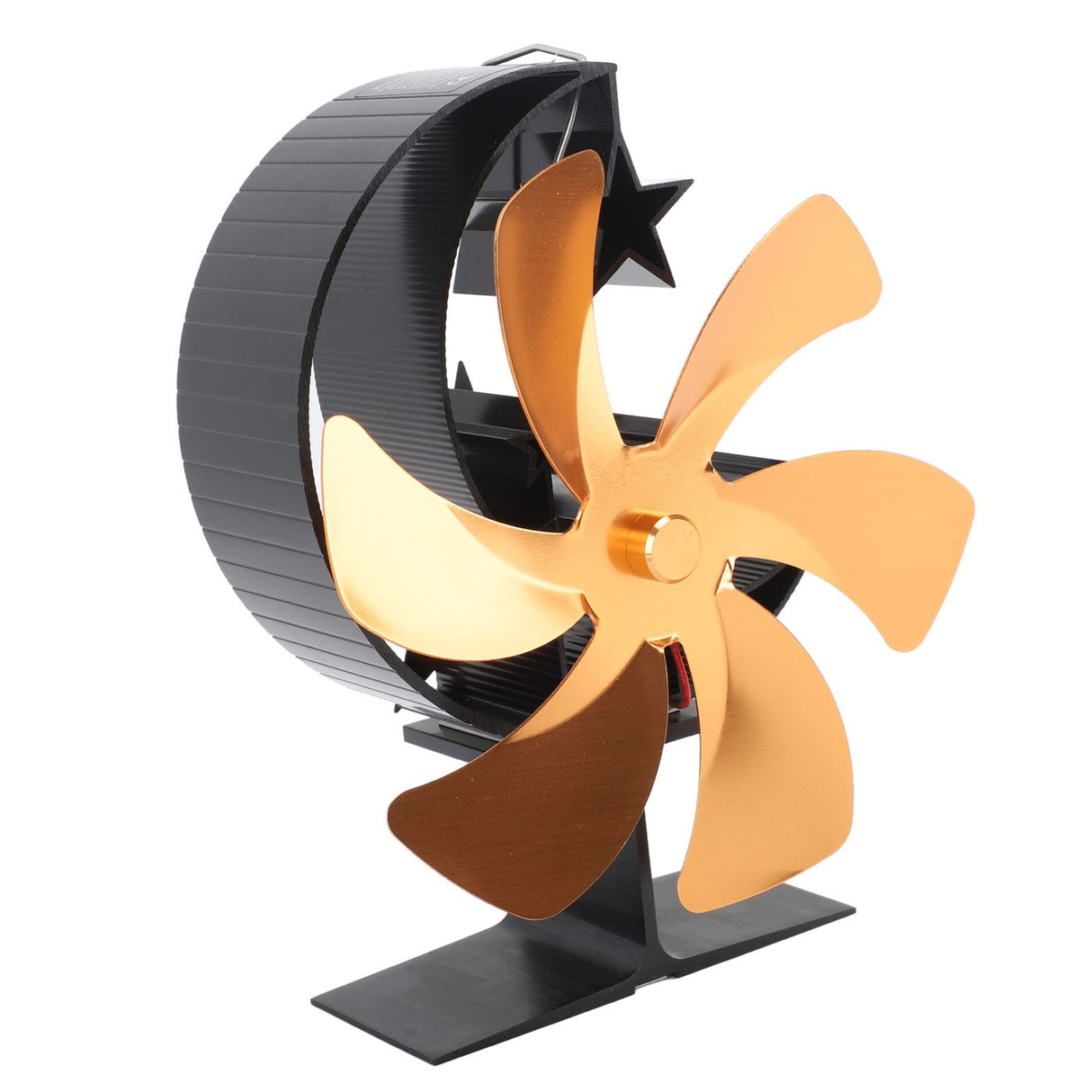 Stove Fan 6 Blades Fireplace Fan Heat Powered Fast Wind Circulation Half Moon Pattern Thermoeletric Fan for Log Burner Gold