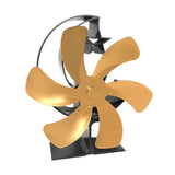 Stove Fan 6 Blades Fireplace Fan Heat Powered Fast Wind Circulation Half Moon Pattern Thermoeletric Fan for Log Burner Gold