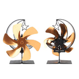 Stove Fan 6 Blades Fireplace Fan Heat Powered Fast Wind Circulation Half Moon Pattern Thermoeletric Fan for Log Burner Gold