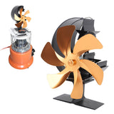 Stove Fan 6 Blades Fireplace Fan Heat Powered Fast Wind Circulation Half Moon Pattern Thermoeletric Fan for Log Burner Gold - Extra Image