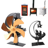 Stove Fan 6 Blades Fireplace Fan Heat Powered Fast Wind Circulation Half Moon Pattern Thermoeletric Fan for Log Burner Gold - Extra Image