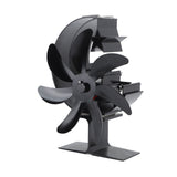 Heat Powered Stove Fan 7 Blade Moon Model Silent Operation Circulating Warm Air Highly Efficient Log Burner Fan For Wood Stove Accessories Black - Side View
