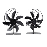 Heat Powered Stove Fan 7 Blade Moon Model Silent Operation Circulating Warm Air Highly Efficient Log Burner Fan For Wood Stove Accessories Black - Top-Down View