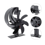 Heat Powered Stove Fan 7 Blade Moon Model Silent Operation Circulating Warm Air Highly Efficient Log Burner Fan For Wood Stove Accessories Black - Close-Up Angle