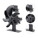 Heat Powered Stove Fan 7 Blade Moon Model Silent Operation Circulating Warm Air Highly Efficient Log Burner Fan For Wood Stove Accessories Black