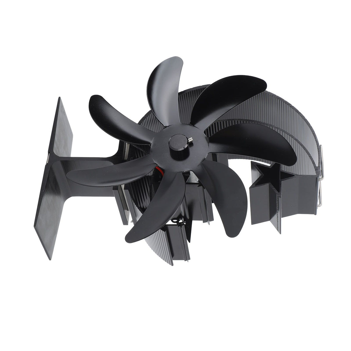 Heat Powered Stove Fan 7 Blade Moon Model Silent Operation Circulating Warm Air Highly Efficient Log Burner Fan For Wood Stove Accessories Black