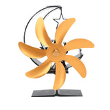 Heat Powered Stove Fan 7 Blade Moon Model Silent Operation Circulating Warm Air Highly Efficient Log Burner Fan For Wood Stove Accessories Gold