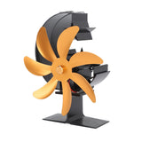 Heat Powered Stove Fan 7 Blade Moon Model Silent Operation Circulating Warm Air Highly Efficient Log Burner Fan For Wood Stove Accessories Gold - Front View