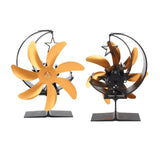 Heat Powered Stove Fan 7 Blade Moon Model Silent Operation Circulating Warm Air Highly Efficient Log Burner Fan For Wood Stove Accessories Gold - Top-Down View