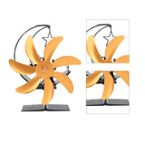 Heat Powered Stove Fan 7 Blade Moon Model Silent Operation Circulating Warm Air Highly Efficient Log Burner Fan For Wood Stove Accessories Gold - 45-Degree Angle