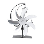 Heat Powered Stove Fan 7 Blade Moon Model Silent Operation Circulating Warm Air Highly Efficient Log Burner Fan For Wood Stove Accessories Silver
