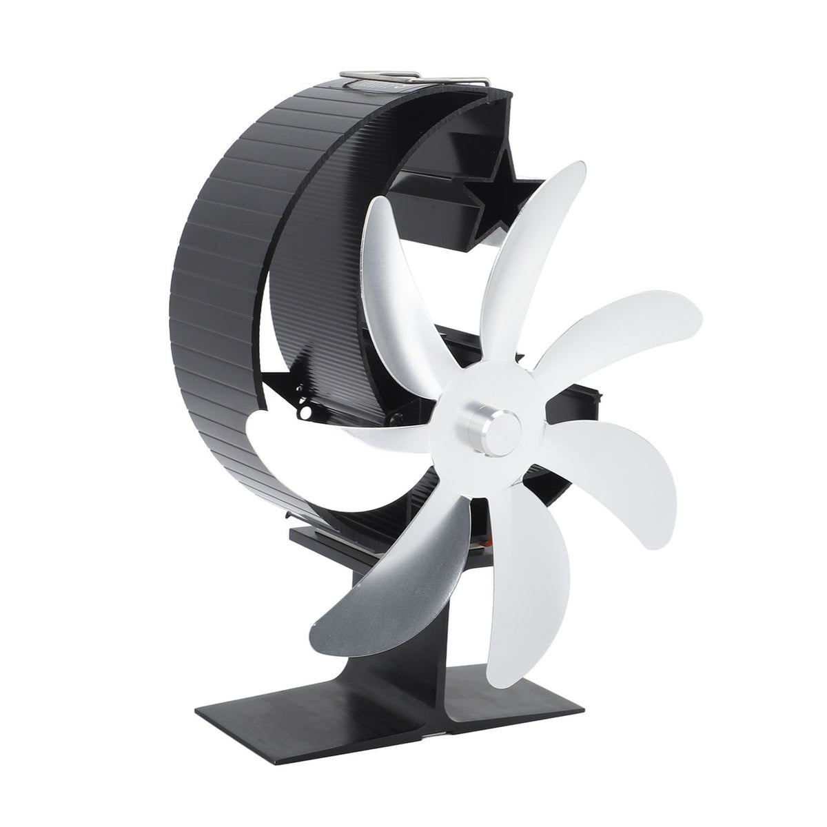 Heat Powered Stove Fan 7 Blade Moon Model Silent Operation Circulating Warm Air Highly Efficient Log Burner Fan For Wood Stove Accessories Silver