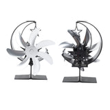 Heat Powered Stove Fan 7 Blade Moon Model Silent Operation Circulating Warm Air Highly Efficient Log Burner Fan For Wood Stove Accessories Silver