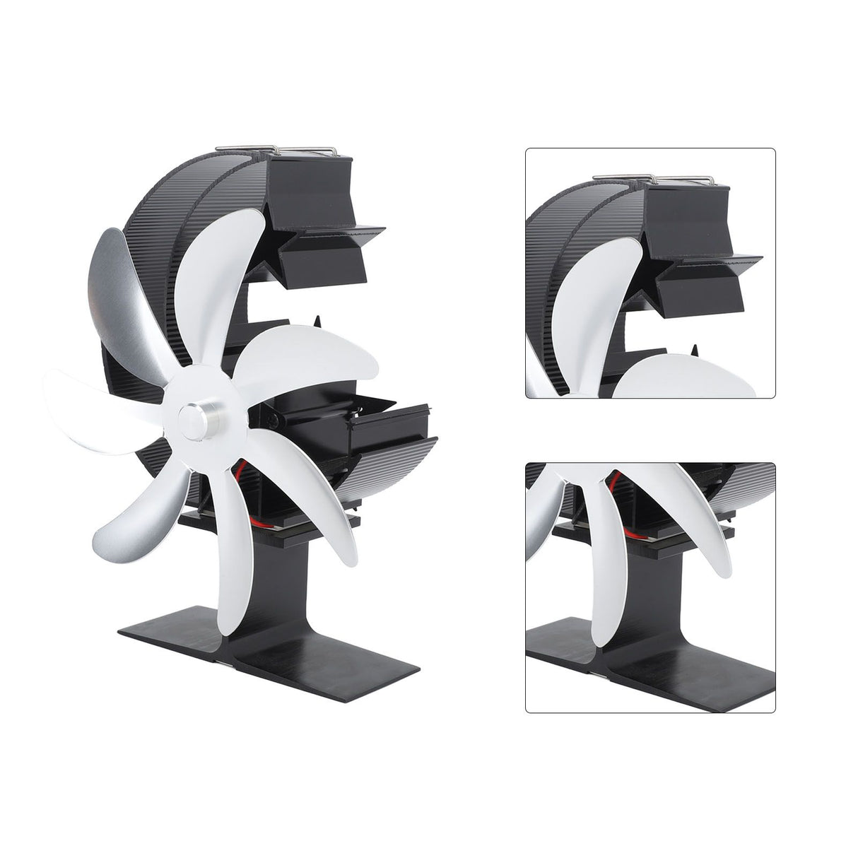 Heat Powered Stove Fan 7 Blade Moon Model Silent Operation Circulating Warm Air Highly Efficient Log Burner Fan For Wood Stove Accessories Silver