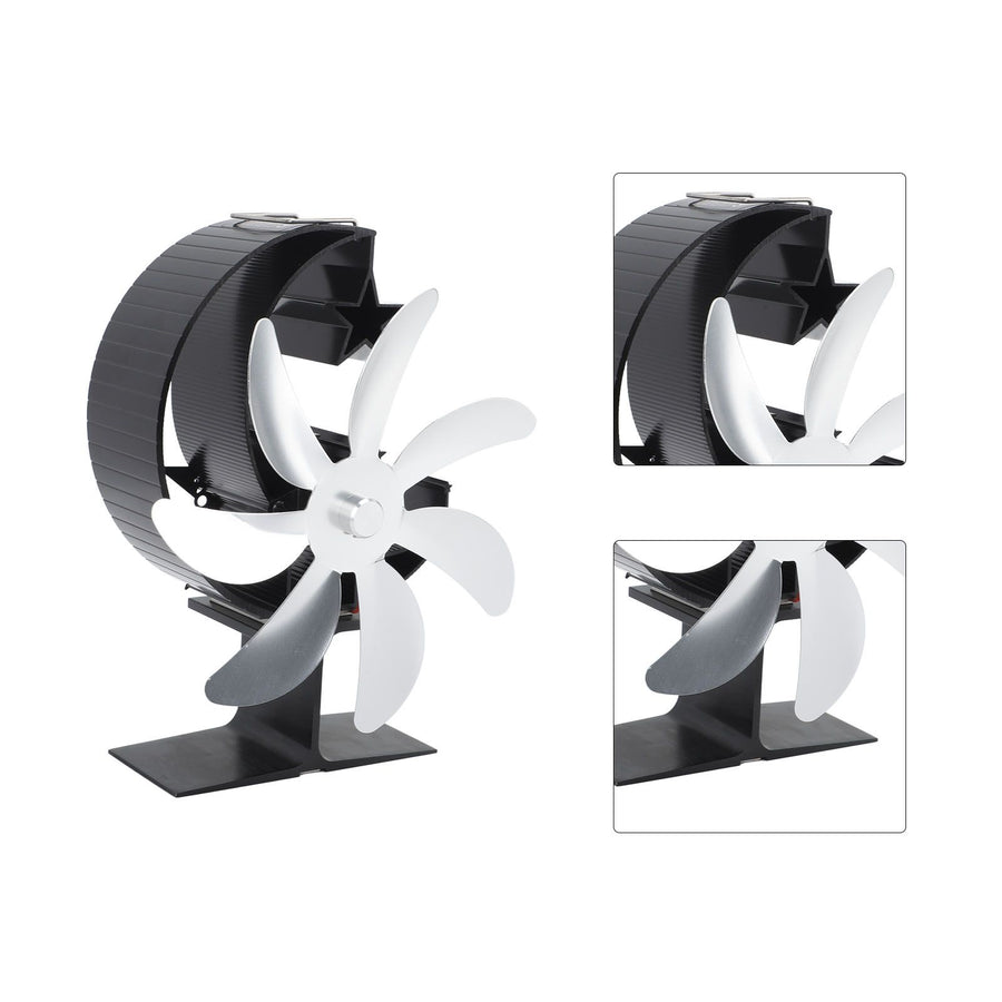 Heat Powered Stove Fan 7 Blade Moon Model Silent Operation Circulating Warm Air Highly Efficient Log Burner Fan For Wood Stove Accessories Silver