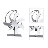 Heat Powered Stove Fan 7 Blade Moon Model Silent Operation Circulating Warm Air Highly Efficient Log Burner Fan For Wood Stove Accessories Silver