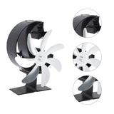 Heat Powered Stove Fan 7 Blade Moon Model Silent Operation Circulating Warm Air Highly Efficient Log Burner Fan For Wood Stove Accessories Silver - Low Angle