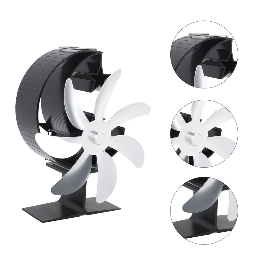 Heat Powered Stove Fan 7 Blade Moon Model Silent Operation Circulating Warm Air Highly Efficient Log Burner Fan For Wood Stove Accessories Silver