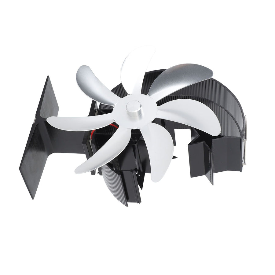 Heat Powered Stove Fan 7 Blade Moon Model Silent Operation Circulating Warm Air Highly Efficient Log Burner Fan For Wood Stove Accessories Silver