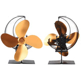 Wood Stove Fan 4 Blades Fireplace Fan Heat Powered Fast Warm Circulation Moon Star Pattern Termal Fan for Camping Outdoor Gold - 45-Degree Angle