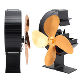 Wood Stove Fan 4 Blades Fireplace Fan Heat Powered Fast Warm Circulation Moon Star Pattern Termal Fan for Camping Outdoor Gold