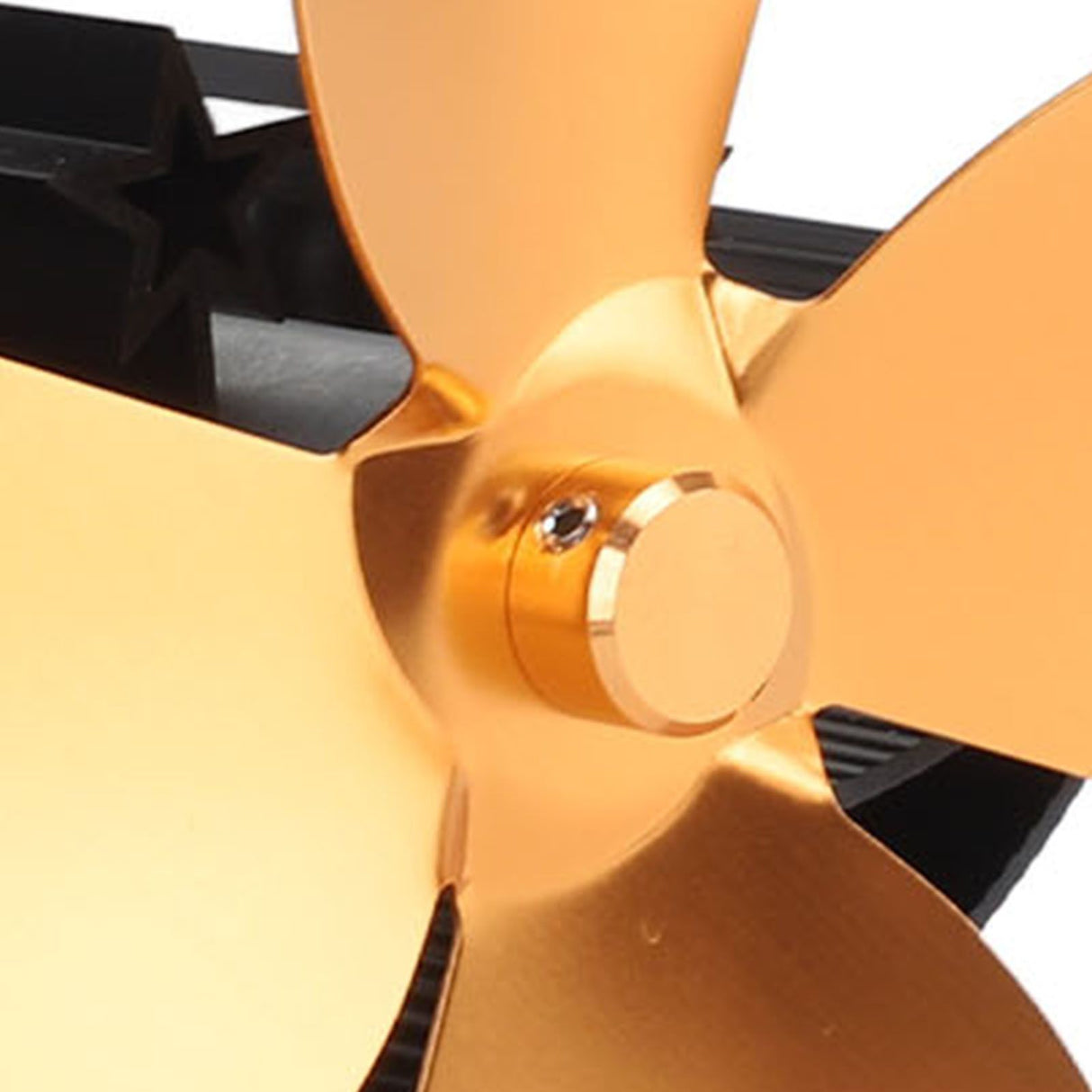 Wood Stove Fan 4 Blades Fireplace Fan Heat Powered Fast Warm Circulation Moon Star Pattern Termal Fan for Camping Outdoor Gold