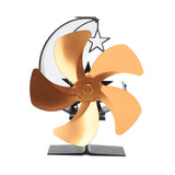Wood Burner Fan 5 Blades Ultra Quiet Air Circulation Heating Energy Saving Heat Powered Fireplace Fan for Ice Fishing Camping Gold