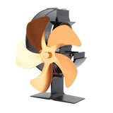 Wood Burner Fan 5 Blades Ultra Quiet Air Circulation Heating Energy Saving Heat Powered Fireplace Fan for Ice Fishing Camping Gold