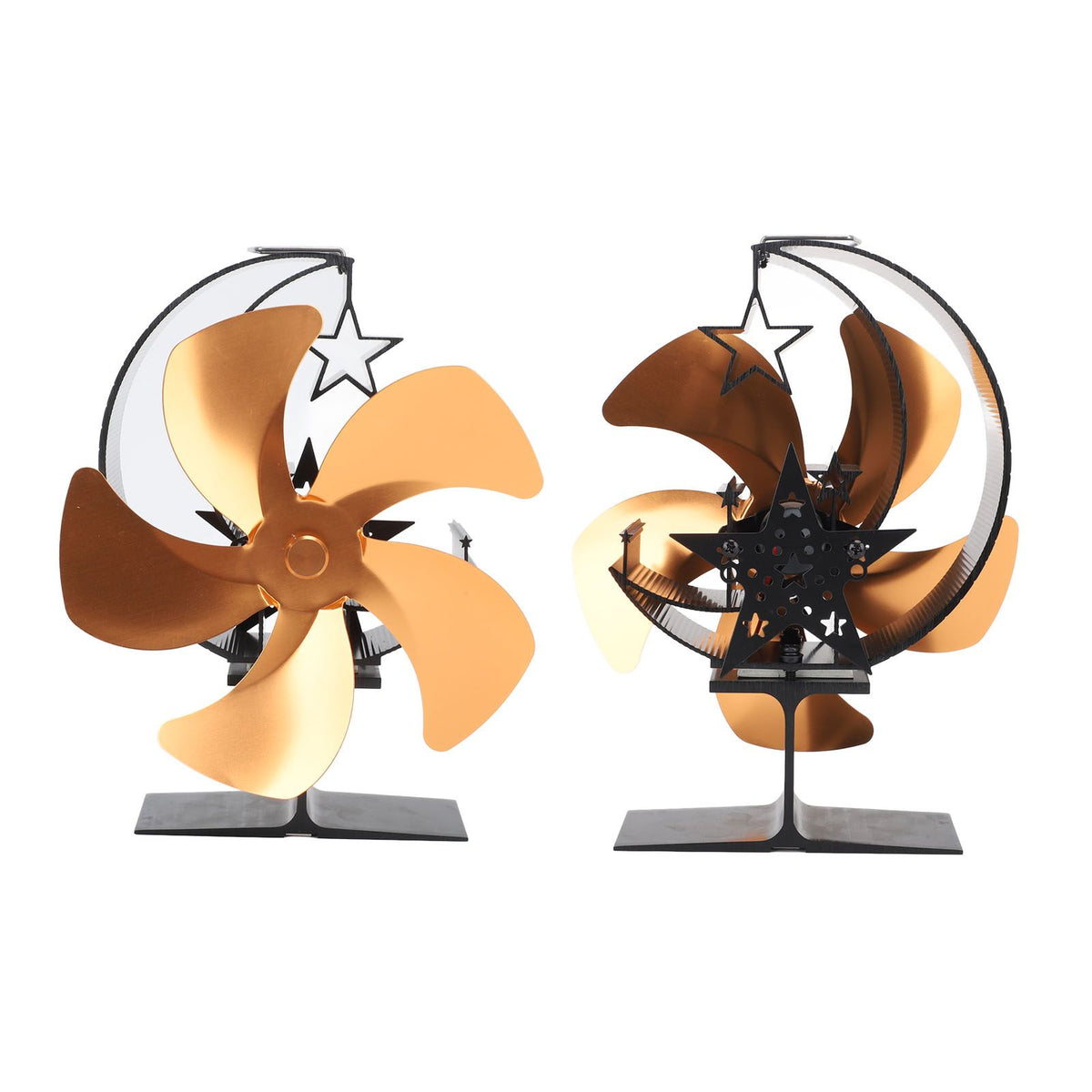 Wood Burner Fan 5 Blades Ultra Quiet Air Circulation Heating Energy Saving Heat Powered Fireplace Fan for Ice Fishing Camping Gold