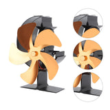 Wood Burner Fan 5 Blades Ultra Quiet Air Circulation Heating Energy Saving Heat Powered Fireplace Fan for Ice Fishing Camping Gold